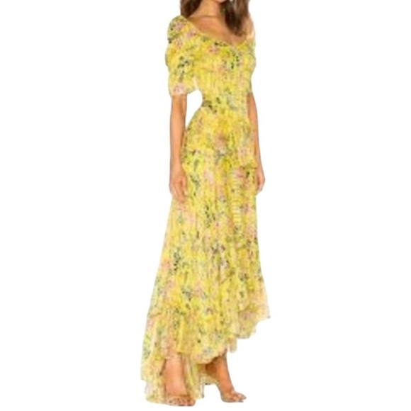 HEMANT and NANDITA Women’s Size S Yellow Floral Eden Maxi Dress - Picture 5 of 14